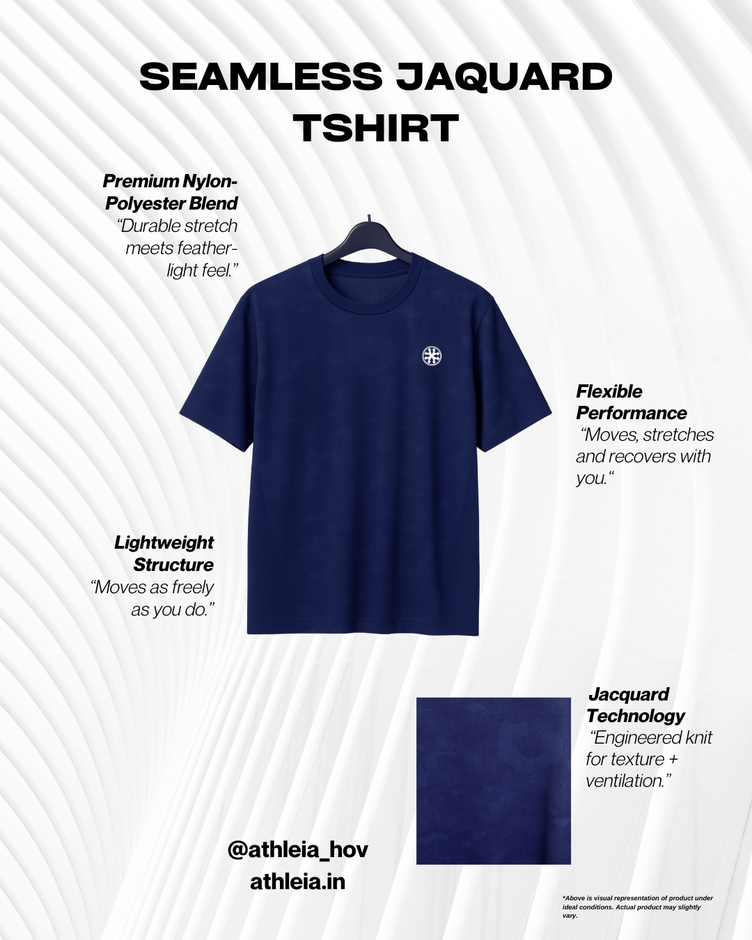 Athleia Seamless Jacquard T shirt Blue - Athleia House Of Versatile Private Limited