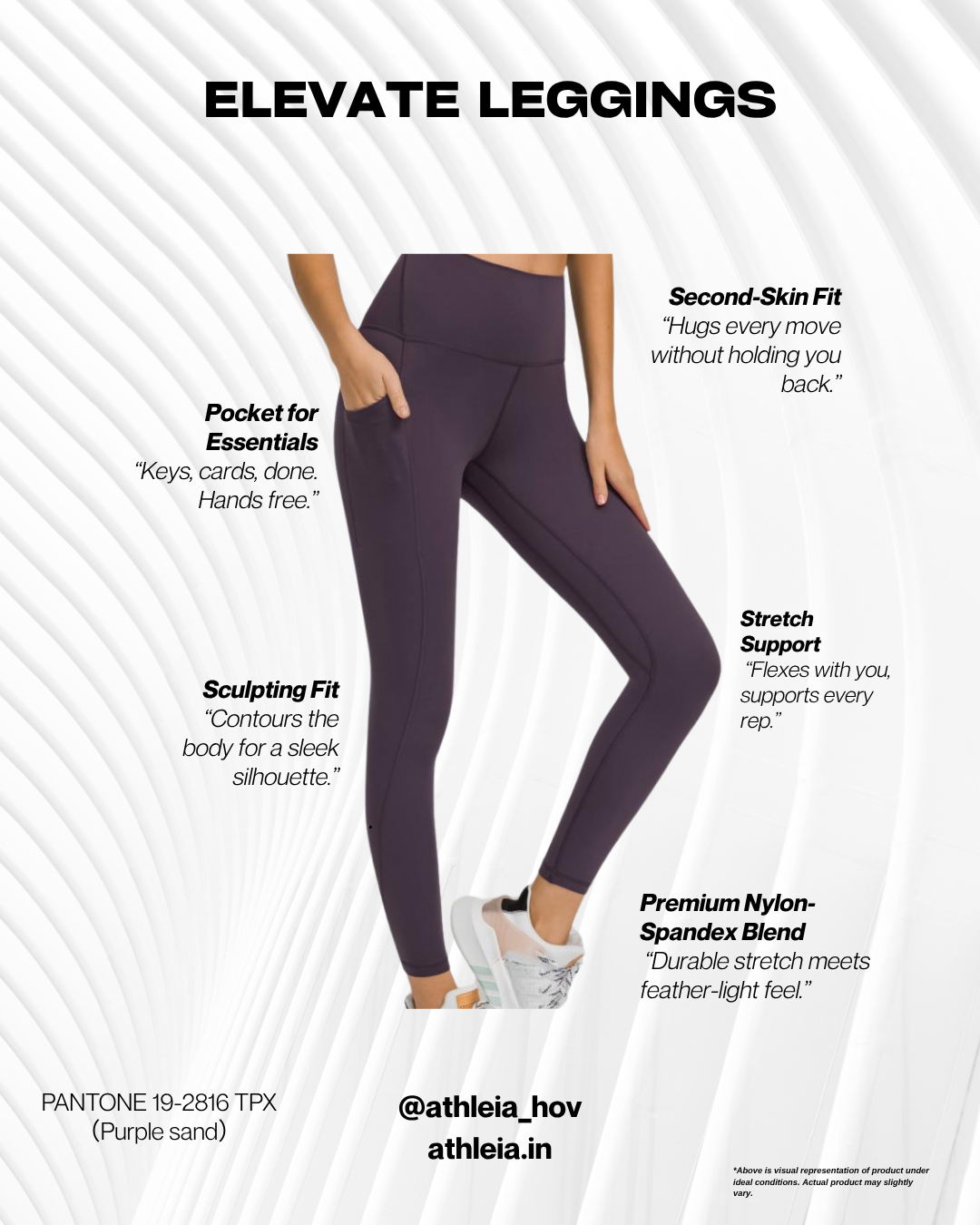 Athleia Elevate Leggings Purple - Athleia House Of Versatile Private Limited