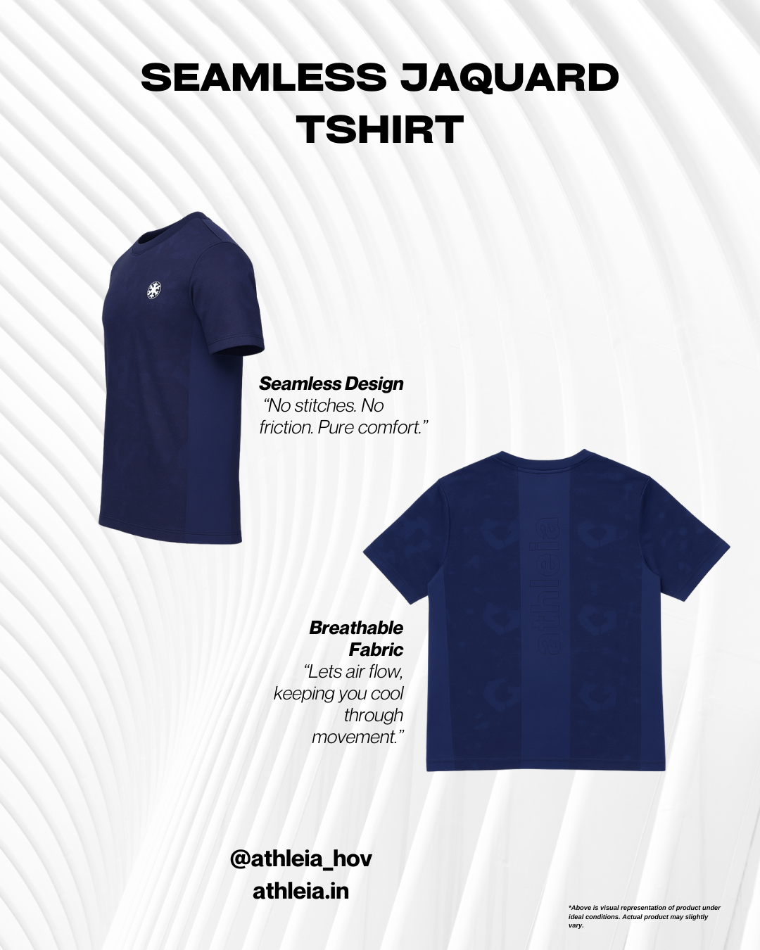 Athleia Seamless Jacquard T shirt Blue - Athleia House Of Versatile Private Limited